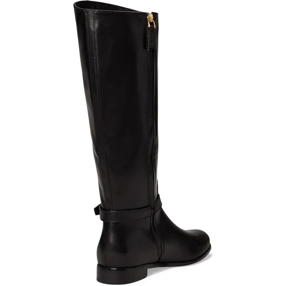 NEW Lauren Ralph Lauren Brooke Riding Leather Knee High Boots Black Size 6M